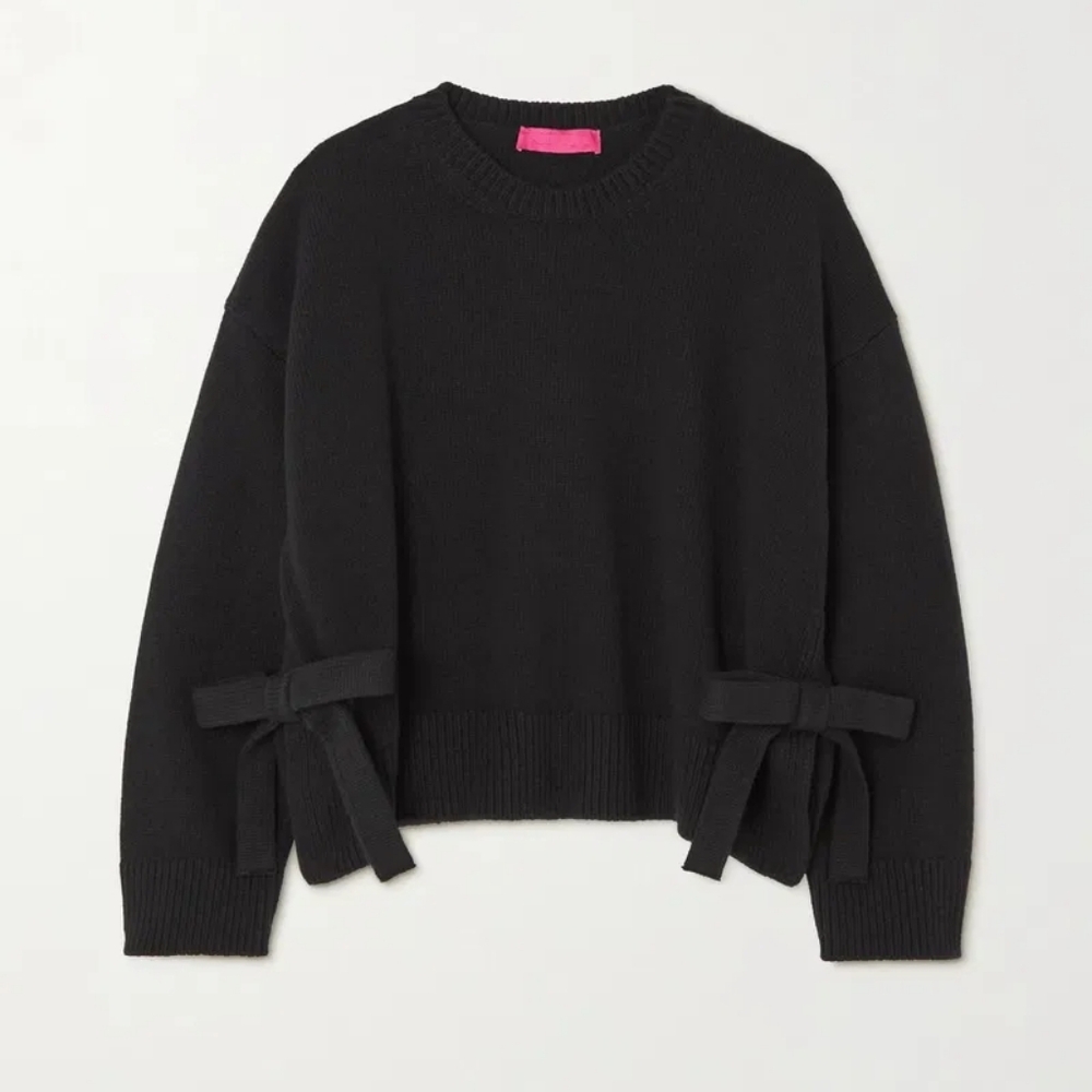 VALENTINO GARAVANI Black Bow-Detailed Wool Sweater size S